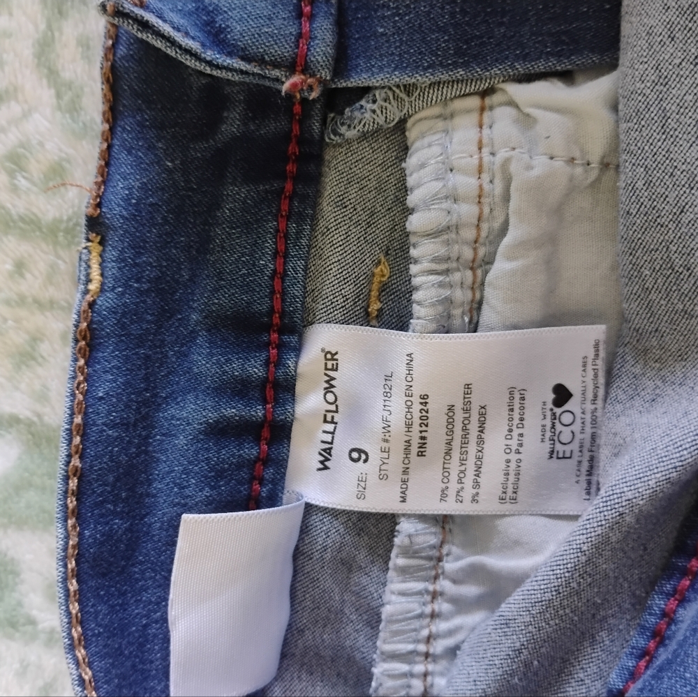 Wallflower Women's Distressed Blue Jean Shorts - Picture 5 of 5